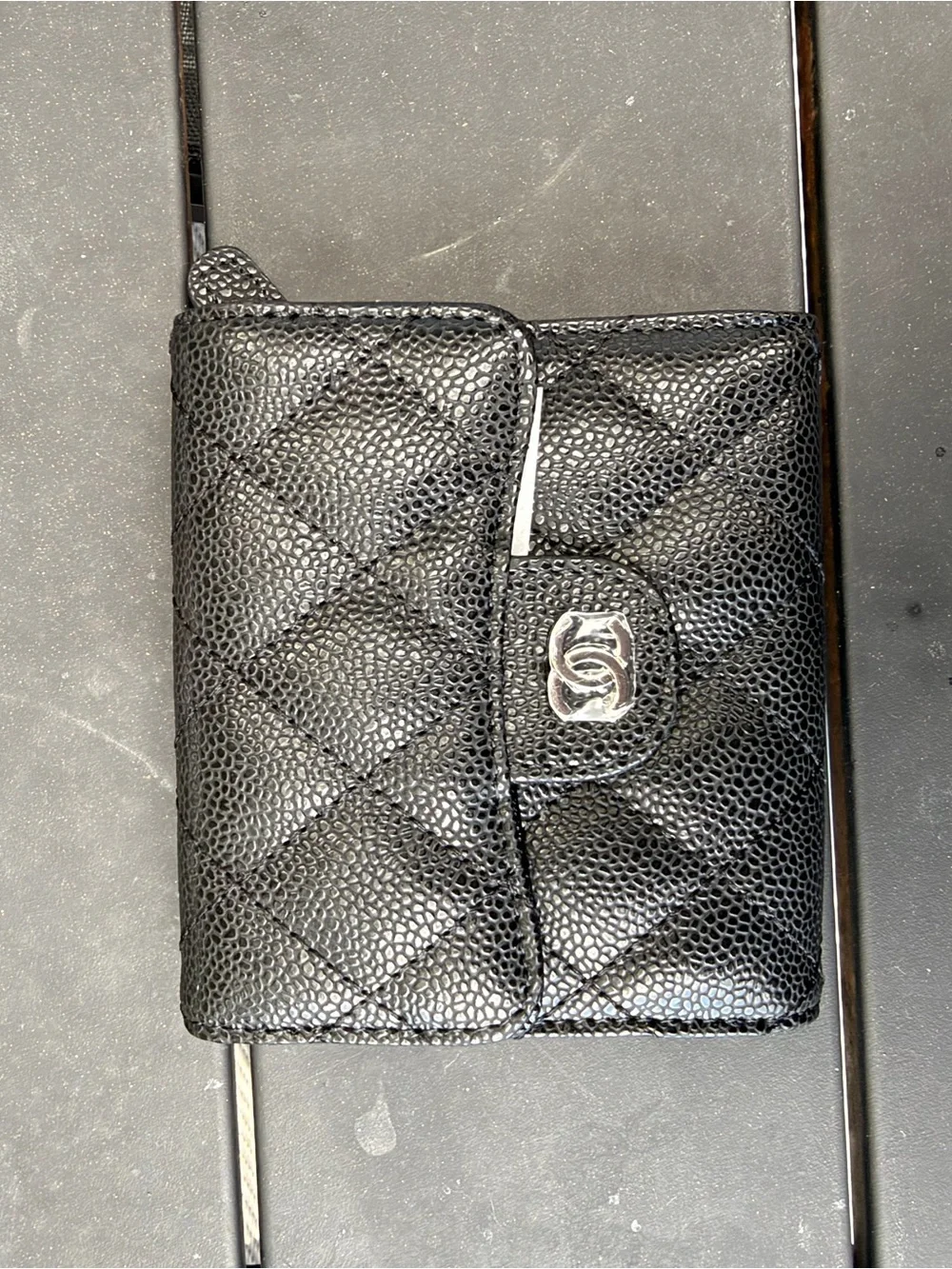 CHANEL Black Charging Case with White Logo